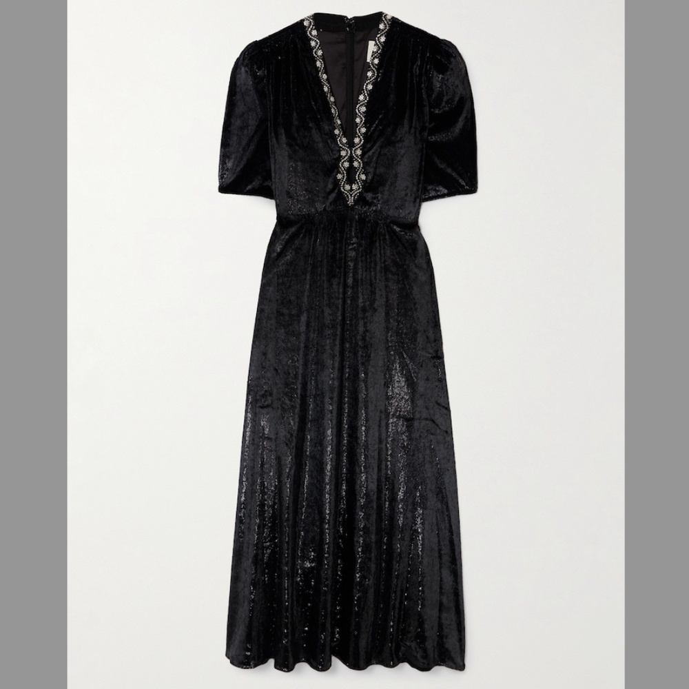 Saloni - Tabitha Metallic Velvet Midi Dress - Picture 4 of 4